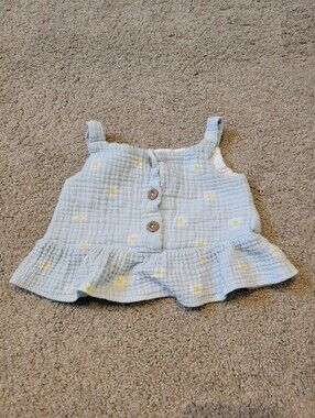 Emily and Oliver Muslin Cotton Tank Top Blue Floral 12M